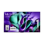 Voorkant van de LG OLED65M49LA 65 inch OLED evo 4K Smart TV met Zero Connect Box, Dolby Vision en α11 AI Processor.