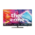 Voorkant van de Philips 43PUS8949/12 43 inch 4K UHD Smart TV met 3-zijdig Ambilight en Android TV.