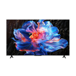 Voorkant van de TCL 75P69K 75 inch 4K UHD Smart TV met Google TV, HDR10, Dolby Audio en Chromecast – groots en slim beeldscherm voor ultiem entertainment.