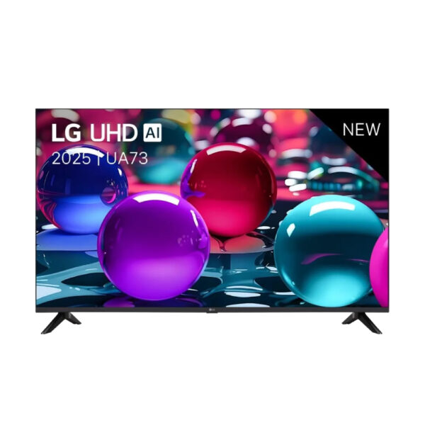Voorkant van de LG 65UA73006LA 65 inch 4K UHD Smart TV (2025) met α5 AI Processor, HDR10 en webOS – krachtige LG LED-tv met smart functies en spraakbediening.