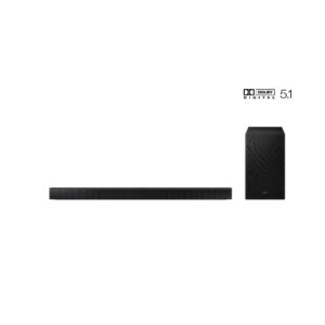 Voorkant van de Samsung HW‑B650D‑XN 3.1‑kanaals soundbar met draadloze subwoofer.