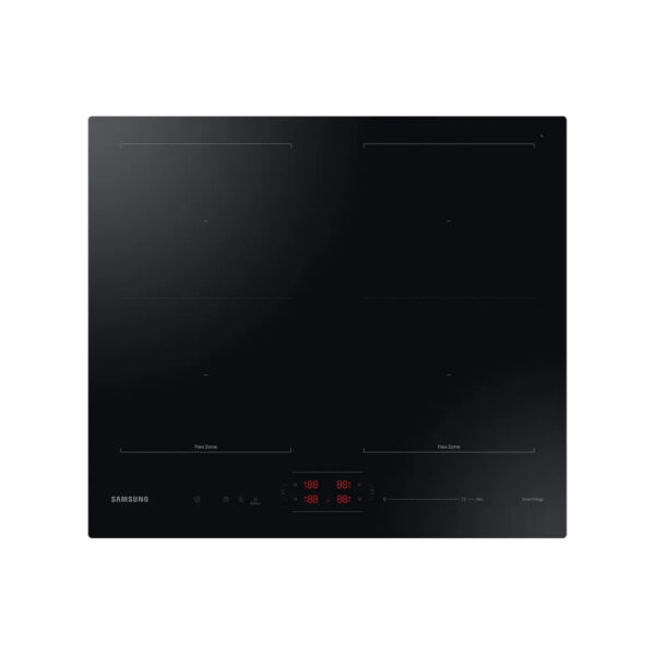 Samsung NZ64B5066FK/U1 inductiekookplaat 60 cm met Dual Flex Zone en Wi-Fi connectiviteit in zwart.